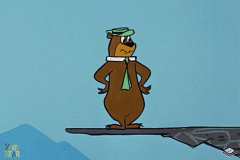 Yogi Bear falling off a cliff.