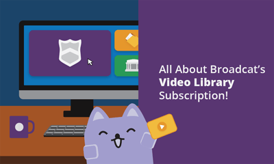 Illustration of Broadcat watching a video
